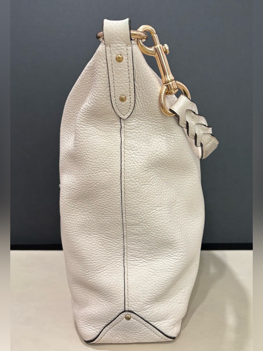 Coach Abby Hobo White Pebbled Leather Duffle F31507 Summer Wedding Bride Bridal - Picture 8 of 13